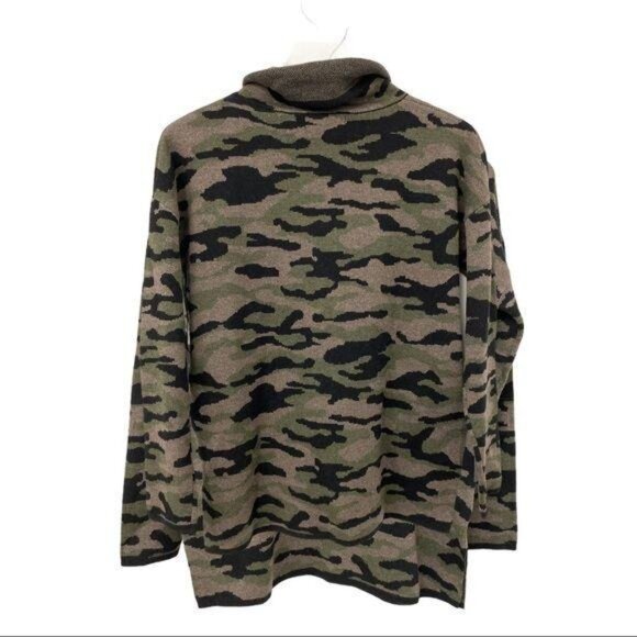 Rachel Zoe Camo Print Fold-Over Neck Sweater - Picture 3 of 6
